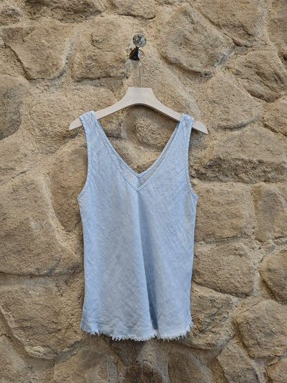Ref-21591 T-shirt sans manches 100 % lin