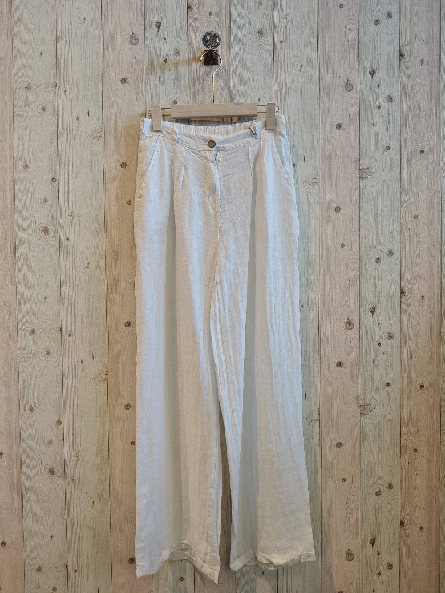 Ref-30523 PANTALON AVEC UN BOUTON LIN 100 %