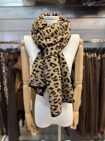Écharpe En Maille Léopard Réversible @35725_EcharpeLeo