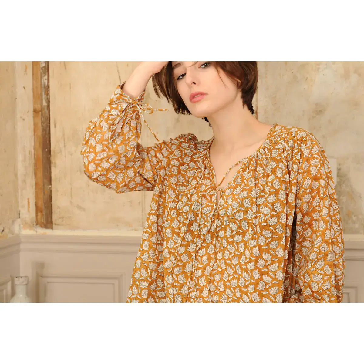 Top manche longues en voile de coton DONNA