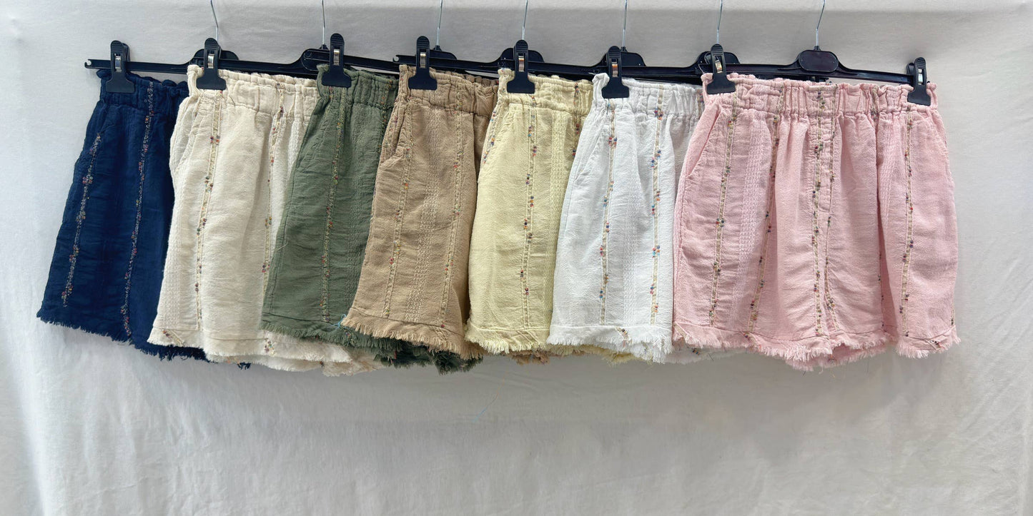 Short à Surpiqûres en Lin et Coton @211231_ShSurpique
