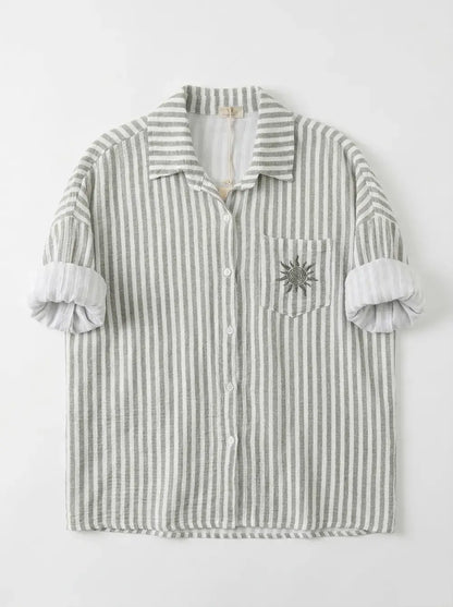 Chemise  Rayée et Soleil Brodé @91945_ChPocheSoleil