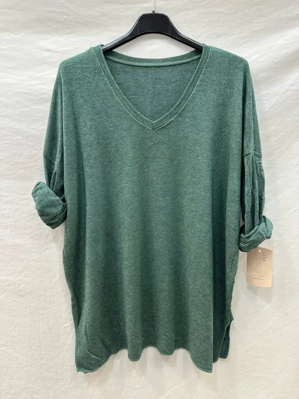 Pull en fine maille double col @6337_PulVVFente