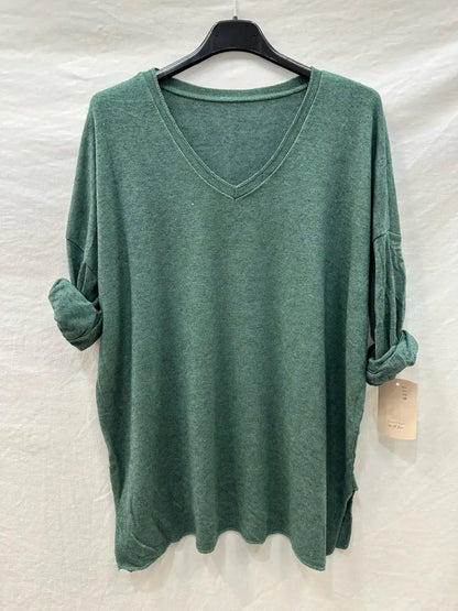 Pull en fine maille double col @6337_PulVVFente