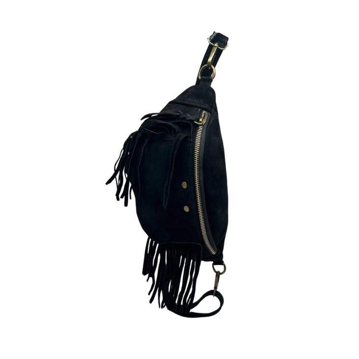 Sac banane cuir Suède Esperanza noir