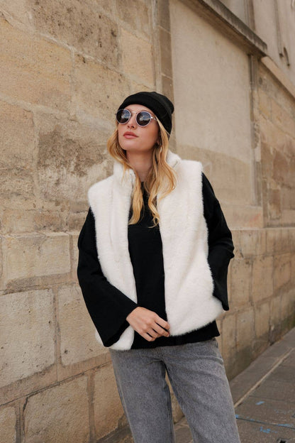 Gilet sans manche en fausse fourrure ultra douce