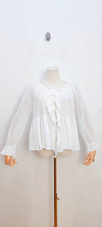 Blouse bohème manches longues à volants