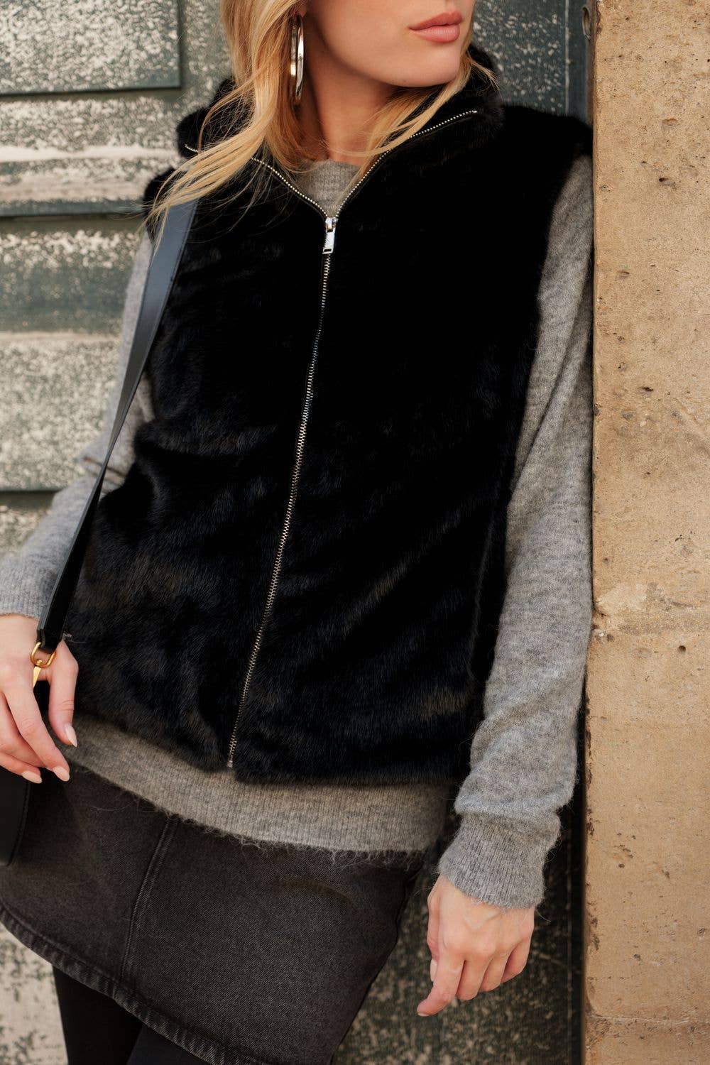 Gilet sans manche en fausse fourrure ultra douce