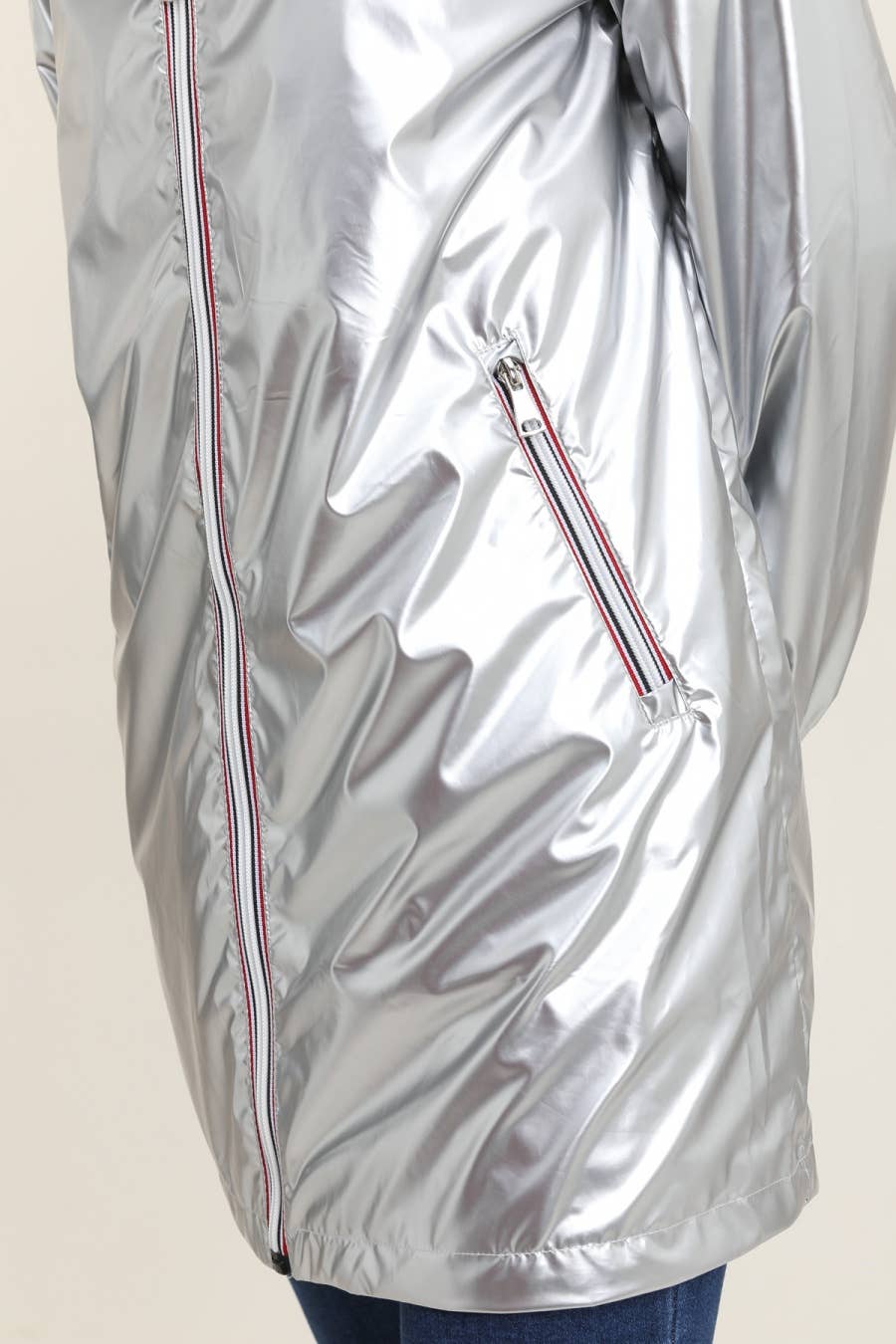 Veste coupe-vent imperméable réversible mi-longue à capuche