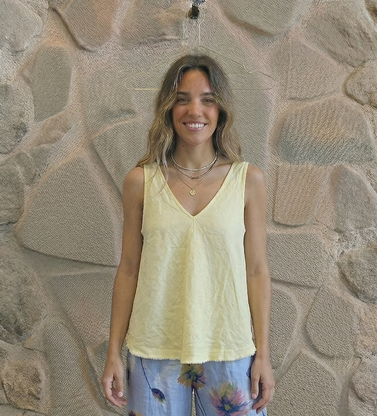 Ref-21591 T-shirt sans manches 100 % lin