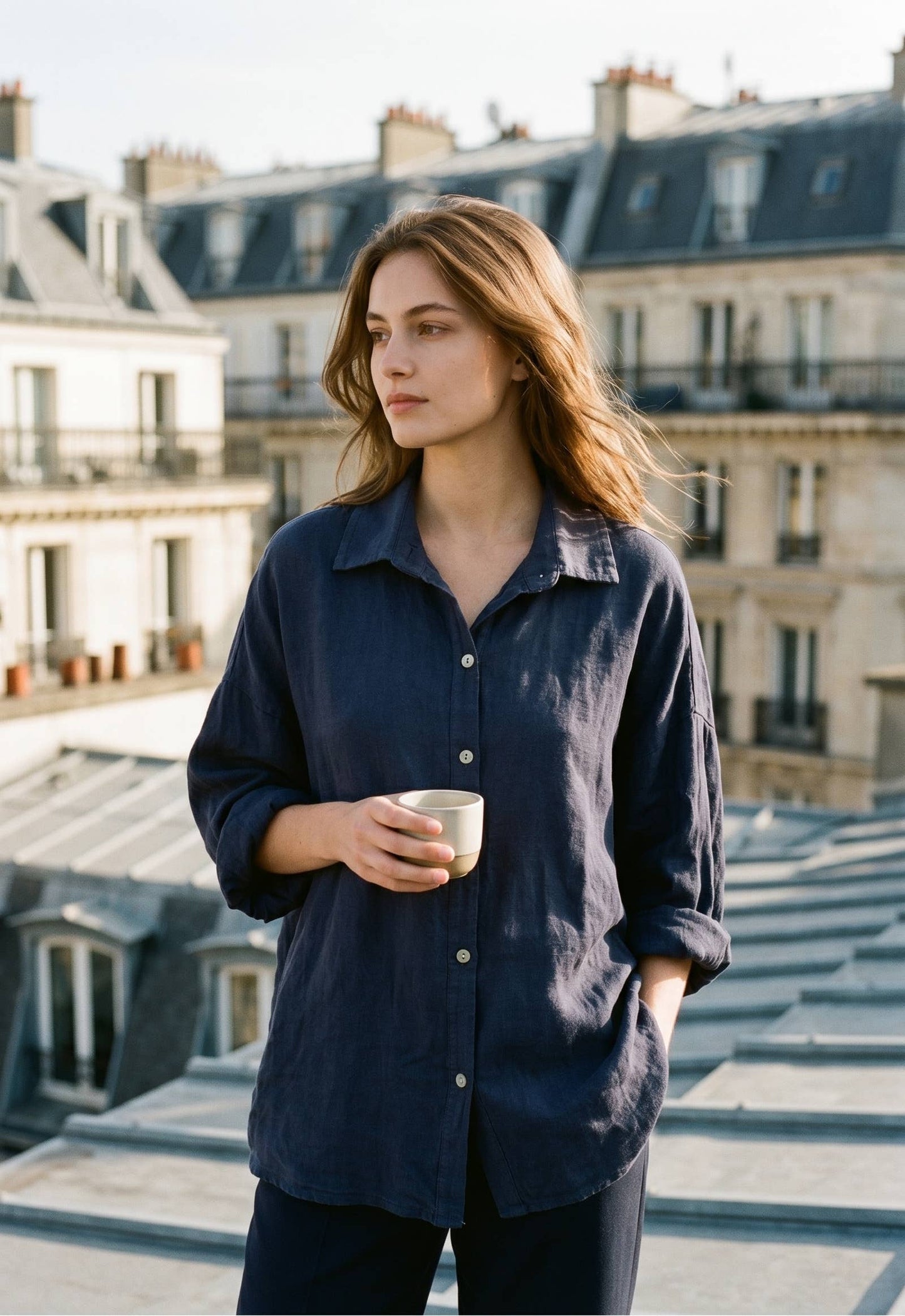 Chemise Oversize en Lin et Viscos @20664_ChLinUni