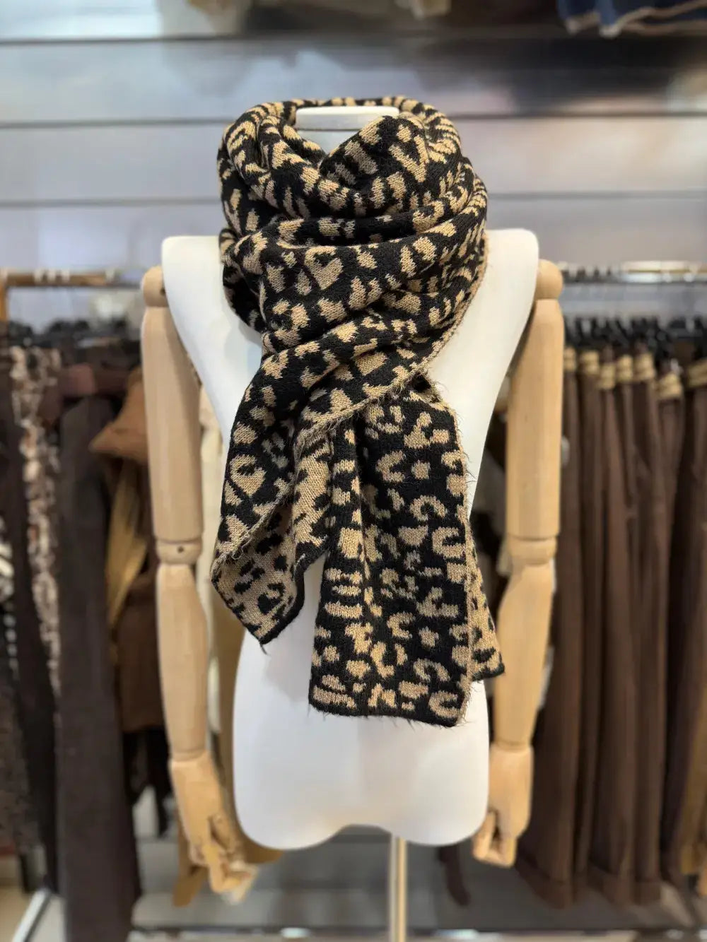 Écharpe En Maille Léopard Réversible @35725_EcharpeLeo