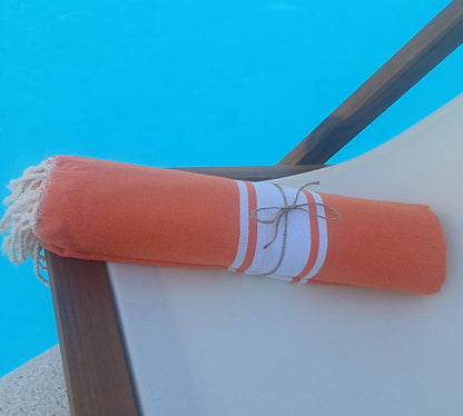 Fouta Auténtica Orange Tissage plat 100% coton