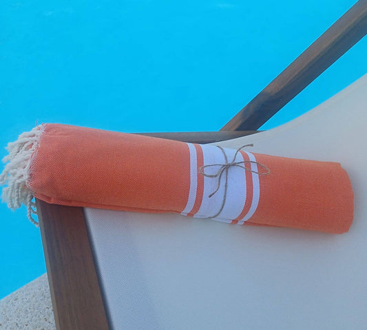 Fouta Auténtica Orange Tissage plat 100% coton