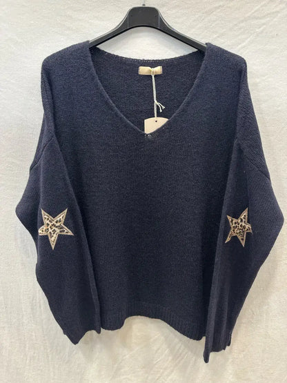 Pull Avec Deux Étoile Léopard  @23630_Pul2EtoileLeo