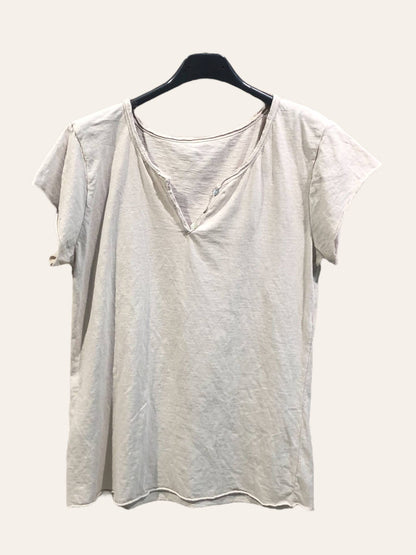 T-shirt uni col tunisien 3 boutons