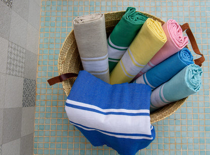 Fouta Auténtica Bleu roi Tissage plat 100% coton