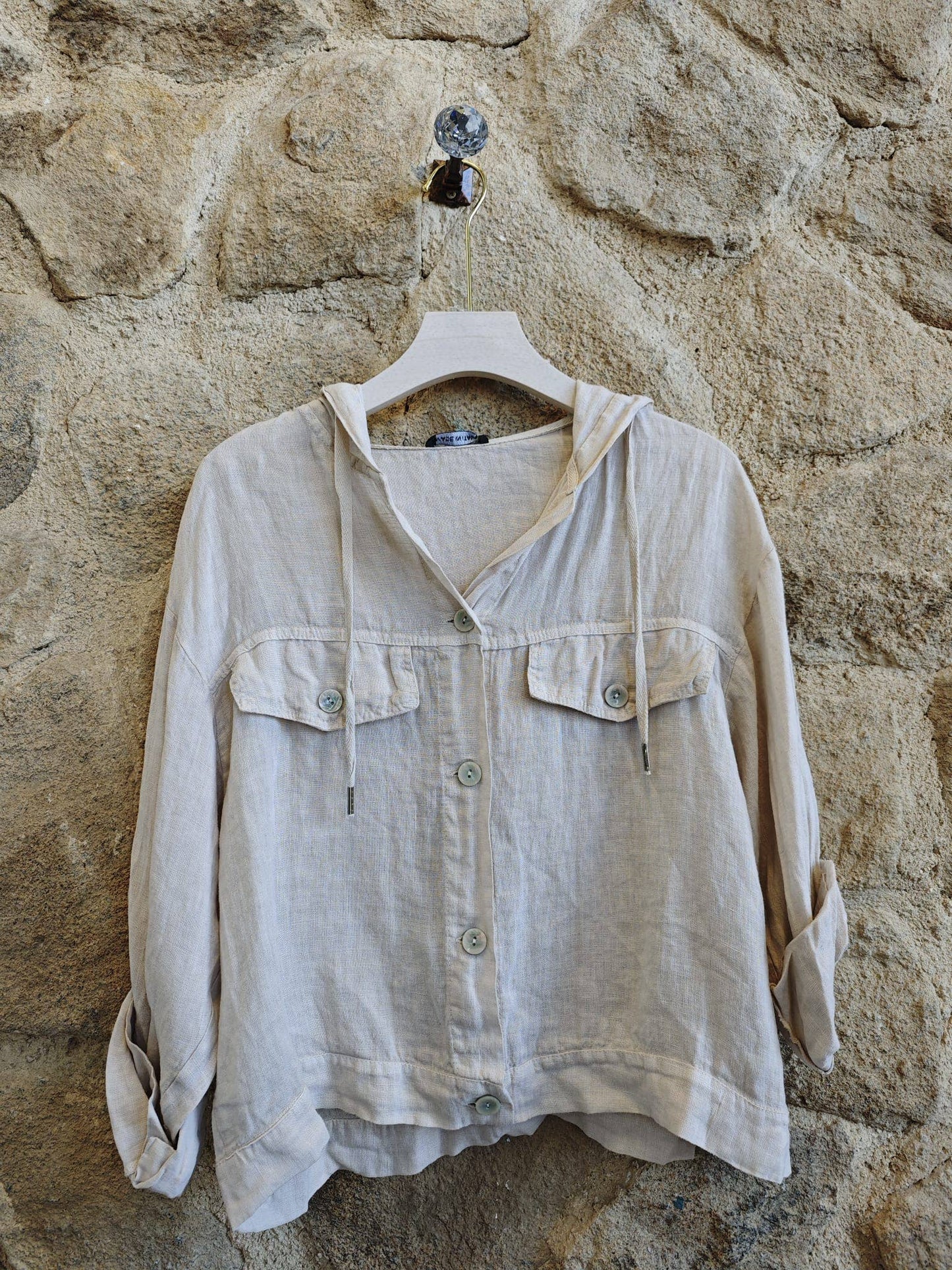Réf-224150 BLOUSE À CAPUCHE LIN 100%