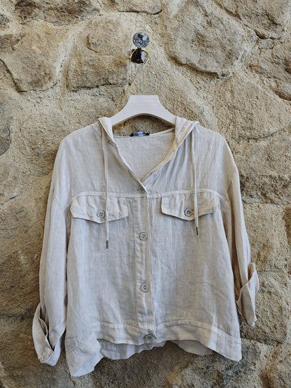 Réf-224150 BLOUSE À CAPUCHE LIN 100%