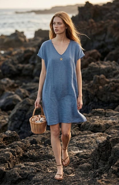 Robe Tunique en Lin et Viscose à Etoile @10788_REtoileLin