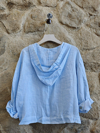 Réf-224150 BLOUSE À CAPUCHE LIN 100%