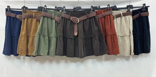 Jupe Courte À Volants En Velours @9731_JuVCourte