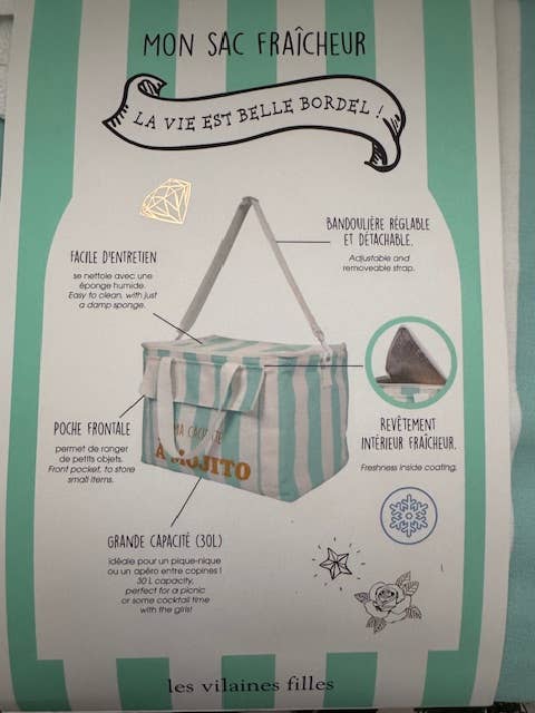 Glacière bleu rayé Ma cachette à mojito marque les vilaines