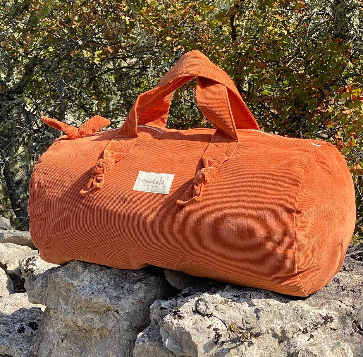 Sac polochon velours - rouille