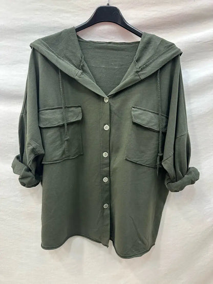 Gilet Boutonnage À Capuche Avec Deux Poches @10283_GiBoutPoc