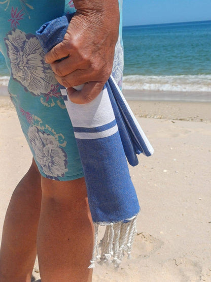 Fouta Auténtica Bleu roi Tissage plat 100% coton