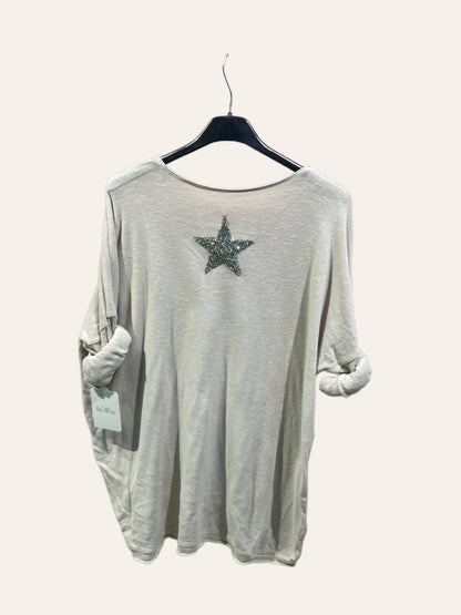 Haut en coton avec Étoile en strass au dos