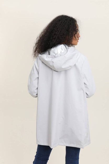 Veste coupe-vent imperméable réversible mi-longue à capuche