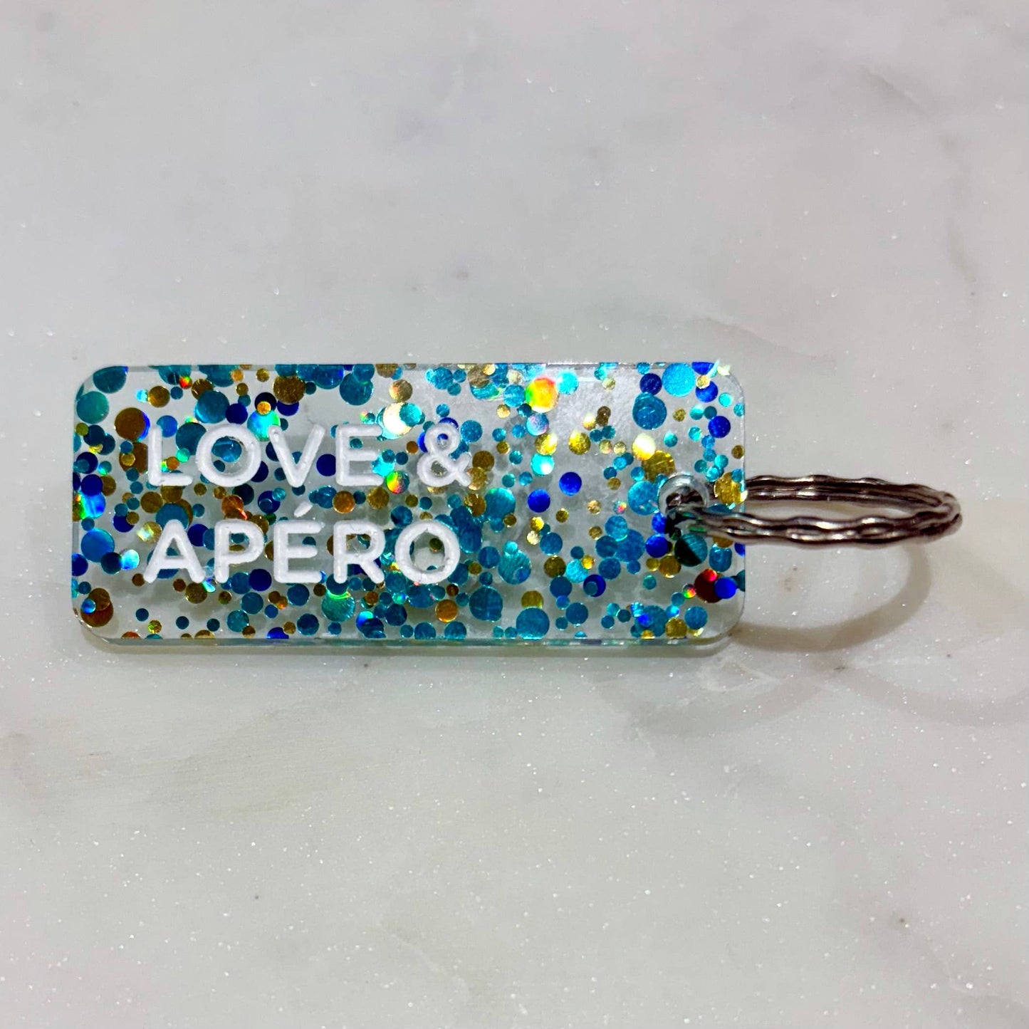 LOVE & APÉRO Porte-clés à paillettes Plus de Love