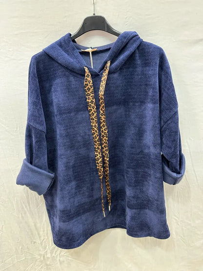 Sweats en velours avec cordon à léopard  @4618_SweatNoeudLeo