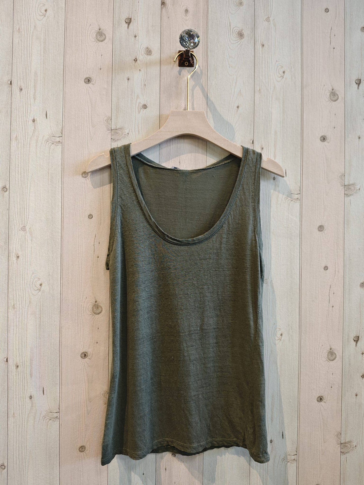 Réf-3981 T-SHIRT BASIQUE À BRETELLES 100 % LIN