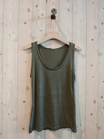 Réf-3981 T-SHIRT BASIQUE À BRETELLES 100 % LIN