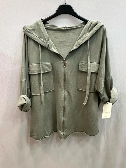 Gilet capuche avec zip et poches @8633_GZipPoches