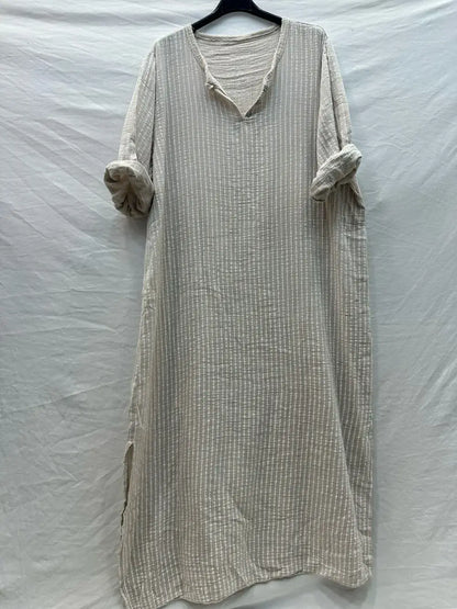 Robe longe  à rayure avec boutons @81820_RLBoutRayure