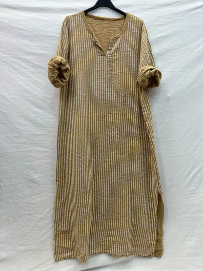 Robe longe  à rayure avec boutons @81820_RLBoutRayure