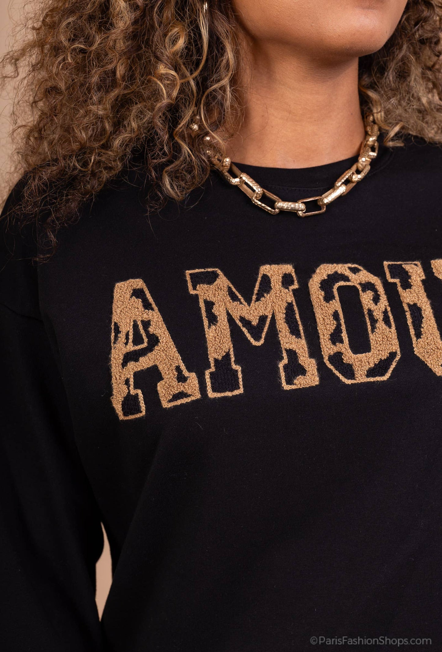 Sweat broderie "AMOUR" léopard  PP2514
