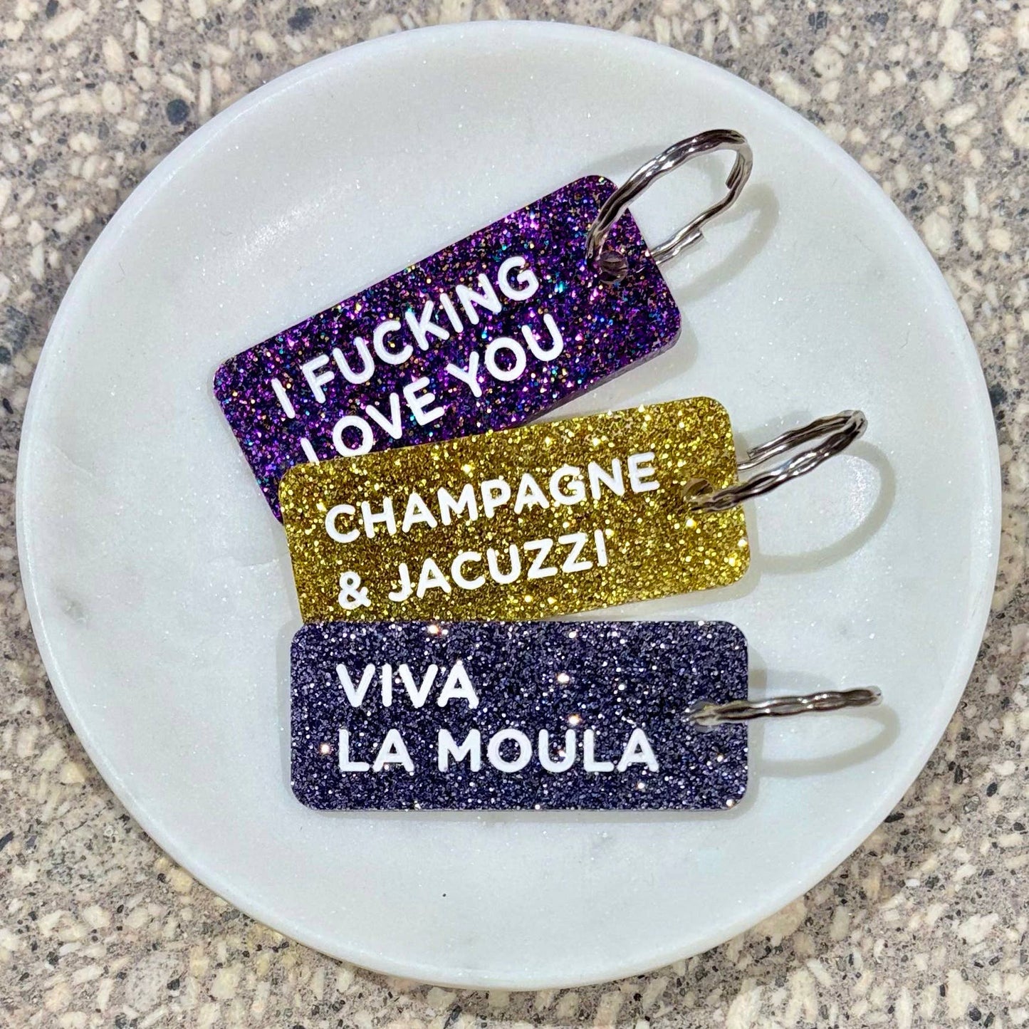 PERSONNALISATION Porte-clés à paillettes Plus de Love