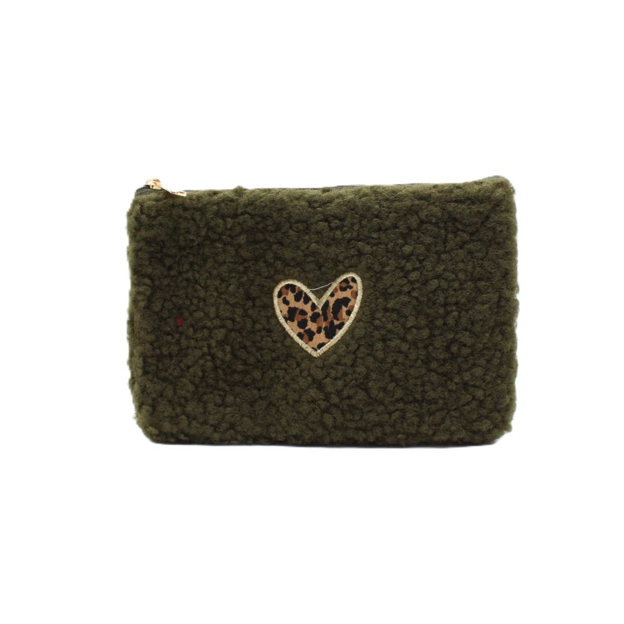 Pochette moumoute cœur léopard