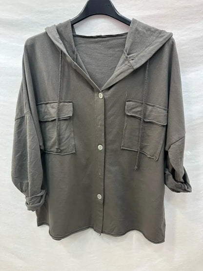 Gilet Boutonnage À Capuche Avec Deux Poches @10283_GiBoutPoc