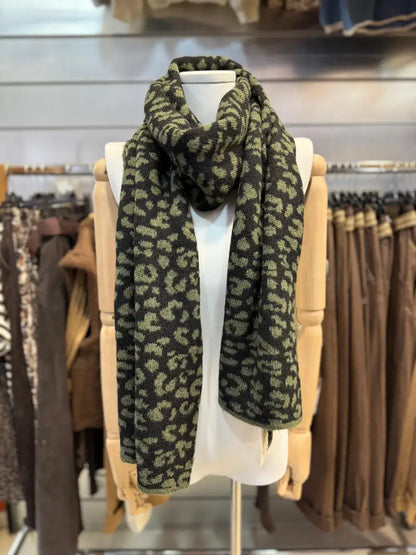 Écharpe En Maille Léopard Réversible @35725_EcharpeLeo