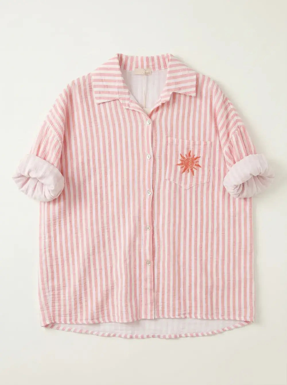 Chemise  Rayée et Soleil Brodé @91945_ChPocheSoleil