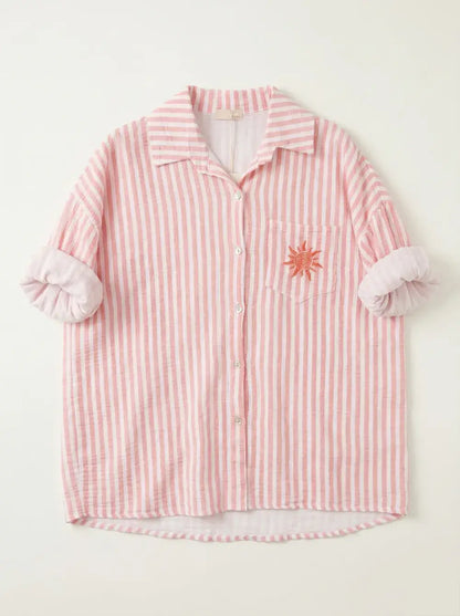 Chemise  Rayée et Soleil Brodé @91945_ChPocheSoleil