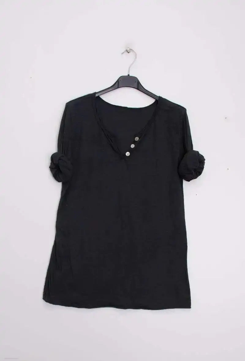 T-Shirt col tunisien manches longues @9925 col tunisien