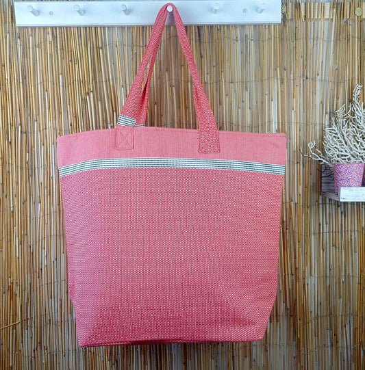 Sac de plage Bohémia Corail 100% coton