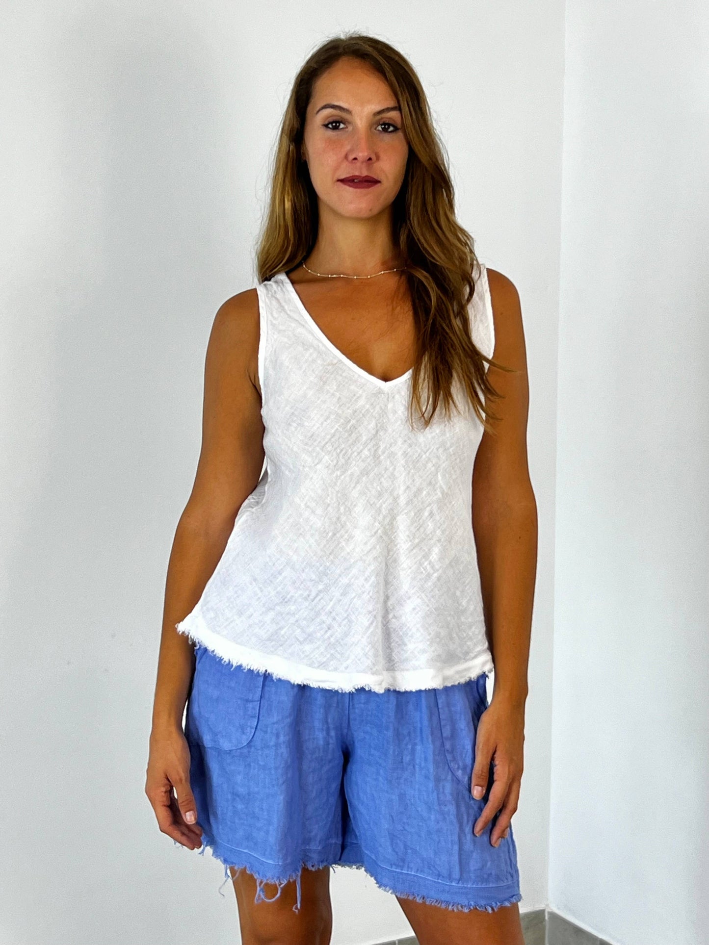 Ref-21591 T-shirt sans manches 100 % lin