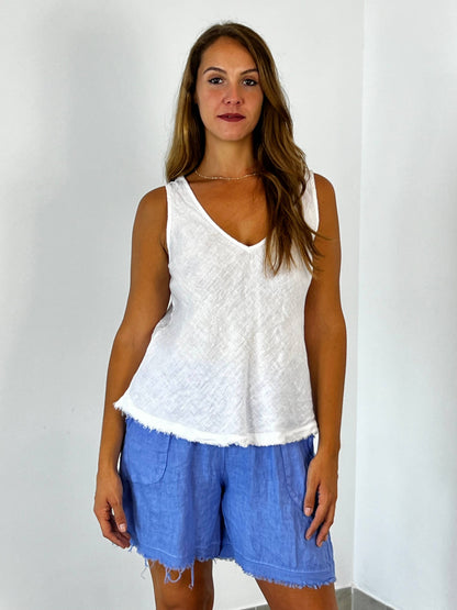 Ref-21591 T-shirt sans manches 100 % lin